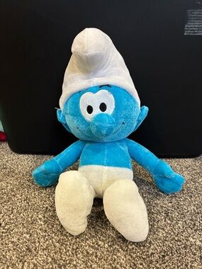 Blue and White Plush Stuffed Character Toy - Soft Cuddly Companion